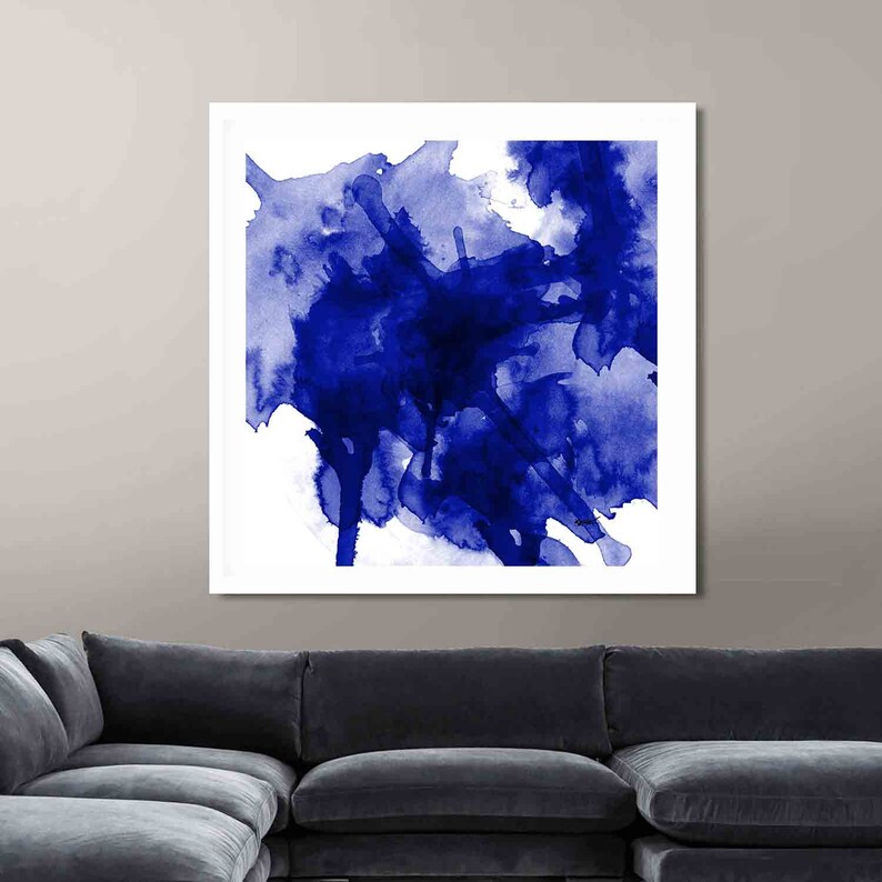 Blue abstract art Abstract PRINTABLE ART Blue brushstroke Etsy