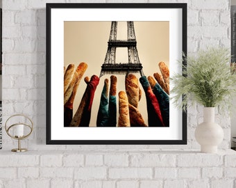 French Baguette Paris, France, Instant Download, Generative AI Art, Abstract Wall Art, Minimal Art Print, Room Decor, RegiaArt