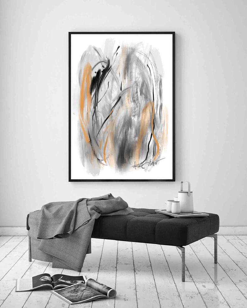 Printable Abstract Art Black Gray Ochre Art Large Wall Art Etsy