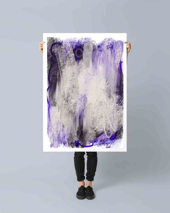 Printable Art, Digital Art Print, Purple White Abstract Painting, Expressionism Art, Instant Download, Modern Home Wall Decoration, RegiaArt