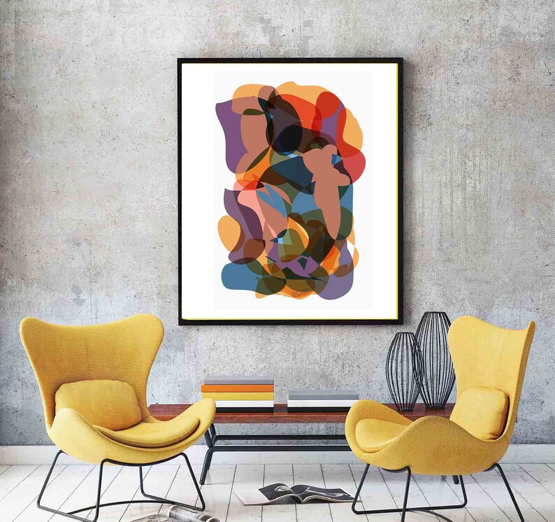 Printable Abstract Wall Art Orange Colors Organic Art Etsy