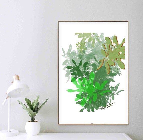 Printable Art, Green Leaves Decor, Digital Download, Nature Art, Floral Art, Modern Prints, Botanical Wall Art, DIY Print, Decor RegiaArt