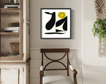 Instant Download, Generative Digital Art, Black Yellow, Abstract Wall Art, Minimal Art Print, Room Decor, RegiaArt