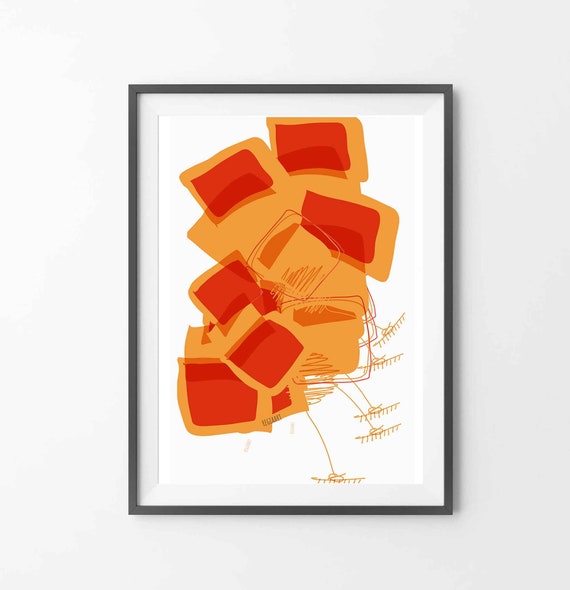 Abstract Printable Art, Orange Yellow Art, Minimalism Art Instant Download, Large Modernist Art Print, Contemporary Home Decor RegiaArt