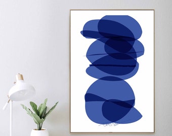 Printable Art, Digital Navy Blue Abstract Print, Instant Download, Modern Art, Monochrome Art, Interior Design, Large Home Decor, RegiaArt