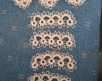 Set of Frilly Tatting -- Includes 4 frilly trims and 3 frilly flowers