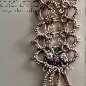 Hand Tatted Made-to-order Fancy Bookmark. Size is 1-1/2 x 8 You will receive these within 1 to 2 weeks image 2