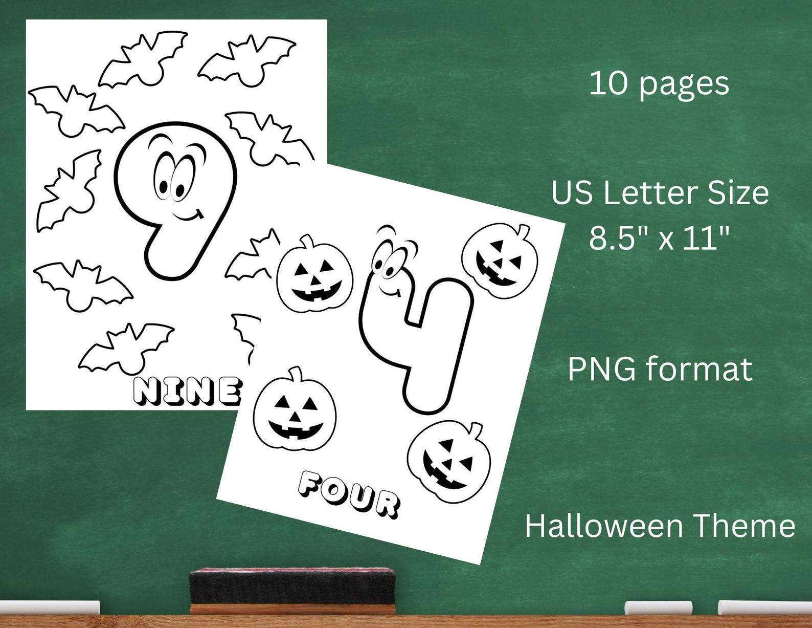 Halloween Printable Number Coloring Pages Worksheet for Kids ...