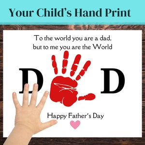Fathers Day Handprint Art, Fathers Day Activity, Fathers Day Craft, Fathers Day Gift, Dads Gift