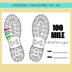 Desafío de carrera de 100 millas, rastreador de caminatas, registro de carreras, registro de caminatas, rastreador de actividad física disponible en 4 tamaños: carta, media carta, A4, A5