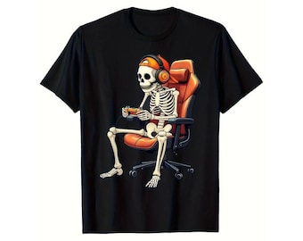 Gaming Shirt, Retro Skeleton Gaming Hoodie, Vintage Gamer Aesthetic Sweatshirt, Funny Gaming Graphic Shirt, Christmas Gamer Gift Idea