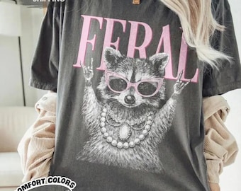 Feral Raccoon Sunglasses Pearls Shirt, Funny Sarcastic Meme Hoodie, Animal Lover Sweatshirt, Vintage Humor Tee, Comfort Colors Shirt