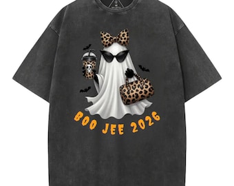 Boo Jee 2026 Halloween Shirt, Spooky Ghost Hoodie, Leopard Print Sweatshirt, Funny Vintage Tee, Witchy Vibes Gift