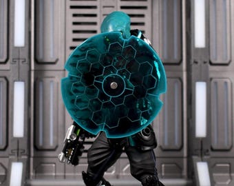 Energy Shield Accessory compatible with Cosmic Legions figures - Style 3 - Shadow Circle Teal