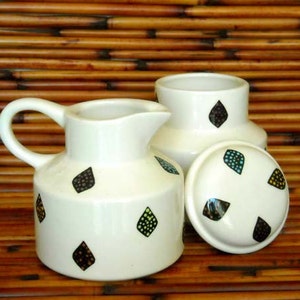 White Earthenware Ceramic Hand Made Family Sugar Bowl and Creamer Set image 3