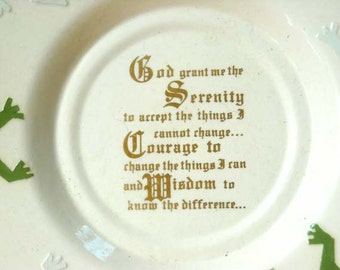 White Earthenware Serenity Prayer Display Plate with Lizard Border