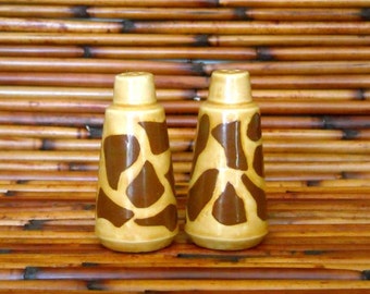 White Earthenware Ceramic Hand Made Cow Print Salt and Pepper Shaker Set