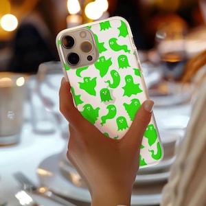 Clear Ghostly Halloween phone case , Halloween iPhone case, iPhone 15 14 13 12 11 Pro Max Plus X, Samsung Galaxy S24 S23 S22 S21