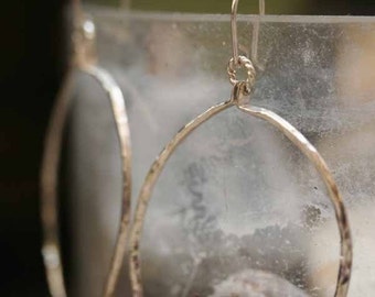 Face Front Hammered Sterling Hoops