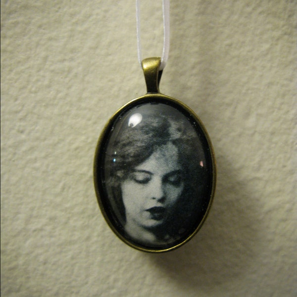 Lillian Gish Pendant. Brass and Glass.
