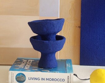 Moroccan Blue Textured: Maison75 Handcrafted Ceramic Candle Stand with Rustic Charm