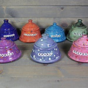 Stash Jar - Custom Ceramic Trinket Jar - Stash Jar -  Keepsake Jar - Pick Your Own Poison - Made To Order - Personalized Jar