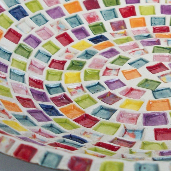 Large Serving Bowl with Rainbow Squares