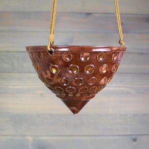 Dimpled Hanging Planter: Rusty Red Succulent Plant Pot