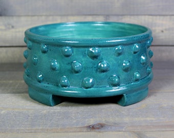 Ceramic Bonsai Planter - Turquoise Bonsai Planter Pot with Bumps - Succulent Pot
