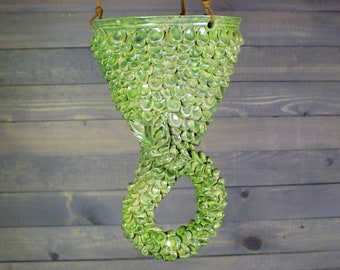 Ceramic Hanging Planter - Green Mermaid Hanging Planter with Scales - Succulent Pot