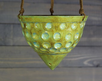 Hanging Planter - Small Hanging Succulent Pot with Dimples - Indoor Hanging Planter