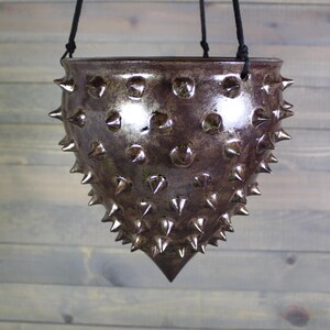 Ceramic Hanging Planter - Large Hanging Succulent Pot - Purple Spiked Hanging Planter