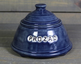 Small Stash Jar - Blue Prozac Jar - Small Candy Jar - Salt Jar