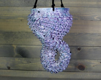 Ceramic Hanging Planter - Mermaid Hanging Planter with Scales - Succulent Pot - Mermaid Sculpture