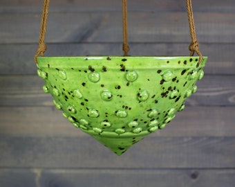 Hanging Planter - Small Hanging Succulent Pot with Bumps - Indoor Hanging Planter