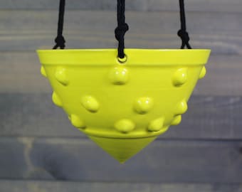 Small Hanging Planter - Small Hanging Succulent Pot with Bumps - Indoor Hanging Planter