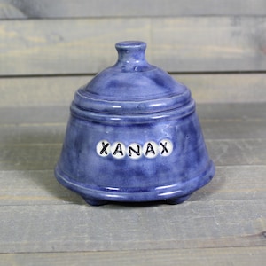 Small Ceramic Trinket Jar: Xanax Stash Jar, Food Safe