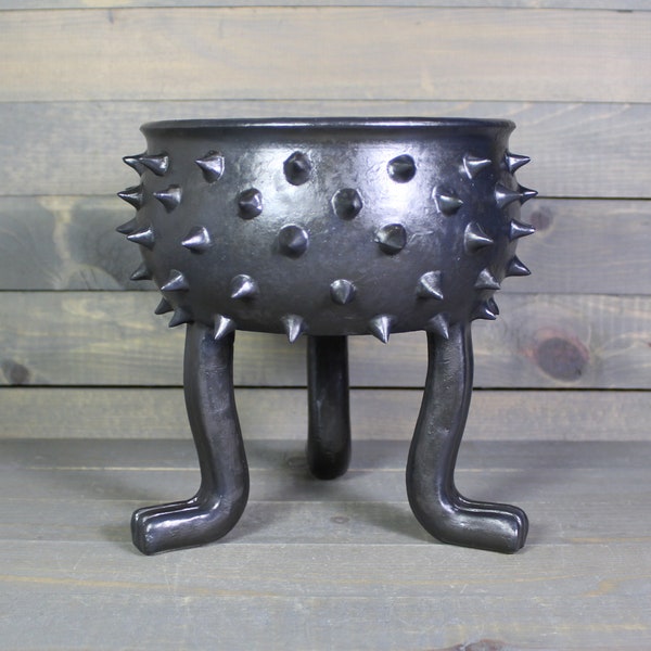 Ceramic Planter - Grouchy Planter Pot with Spikes and Sculpted Feet