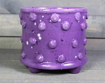 Ceramic Planter - Planter Pot with Bumpy Texture - Purple Bumpy Pot Planter with Feet - Succulent Pot