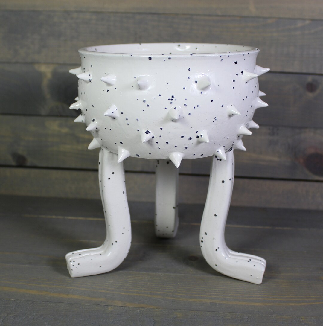 Ceramic Planter Black and White Planter Grouchy Pot With Etsy