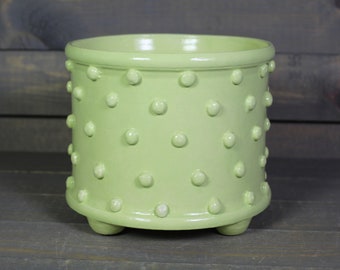 Ceramic Planter - Planter Pot with Bumpy Texture - Mint Bumpy Pot Planter with Feet - Succulent Pot