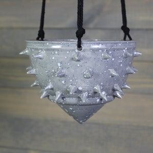 Ceramic Hanging Planter - Spiked Hanging Succulent Pot - Indoor Hanging Planter