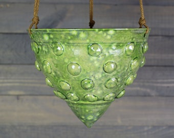 Hanging Planter - Green Hanging Succulent Pot with Bumps - Indoor Hanging Planter