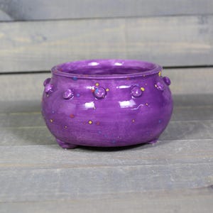 Small Succulent Planter - Ceramic Planter Pot with Bumpy Collar -  Mini Cactus Planter
