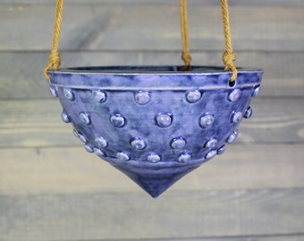 Hanging Planter - Small Hanging Succulent Pot with Bumps - Indoor Hanging Planter