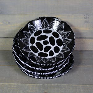 Ceramic Bowl Set - Prep Bowls - Condiment Dishes - Black and White Bowls