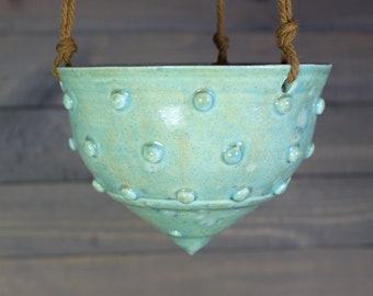 Hanging Planter - Small Hanging Succulent Pot with Bumps - Indoor Hanging Planter