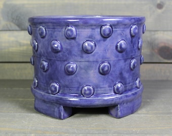 Ceramic Bonsai Planter - Purple Blue Planter Pot with Bumps - Succulent Pot - Bumpy Pot