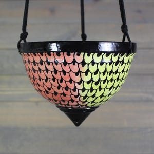 Ceramic Hanging Planter - Hanging Succulent Pot - Rainbow Doodle Hanging Planter Pot