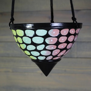 Ceramic Hanging Planter - Hanging Succulent Pot - Rainbow Doodle Hanging Planter Pot